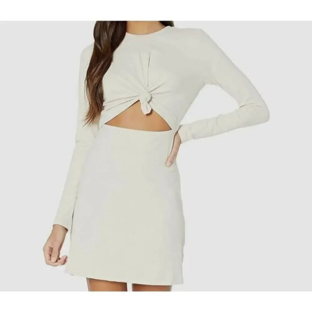 SUSANA MONACO WOMEN'S Beige Long Sleeve Cutout Knot Front Dress Size Small